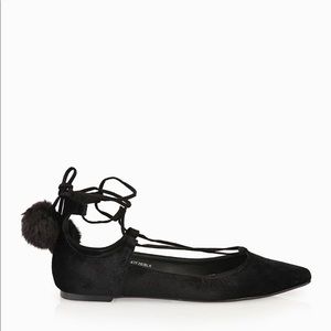Topshop “Ghillie” Velvet Lace Up Pointed Toe Flats